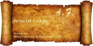 Arnold Frida névjegykártya